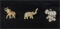 VINTAGE ELEPHANT BROOCHES  / 3 PCS