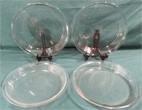 4-VINTAGE CLEAR GLASS PIE DISHES*ANCHOR HOCKING