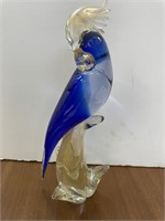 Murano Glass Parrot Sculpture, 15"h