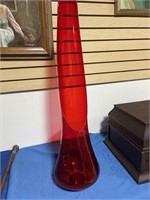 Viking or L.E.Smith Red MCM Swung Glass Floor Vase
