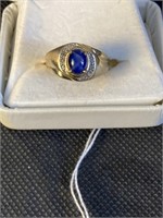 10K Gold Blue Star Sapphire Ring w/ White Gold