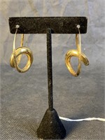18K Gold Spiral Hoop Earrings, 9.4 dwt