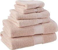 Amazon 100% Cotton Bath Towels 6-Piece Set, Blush