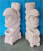 K - PAIR OF MAYAN STATUETTES 20"T (D11)