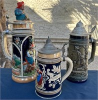 K - LOT OF 3 COLLECTOR BEER STEINS (W5)