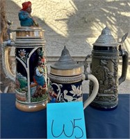 K - LOT OF 3 COLLECTOR BEER STEINS (W5)