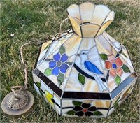 K - STAINED GLASS PENDANT LIGHT (AS IS) (W79)