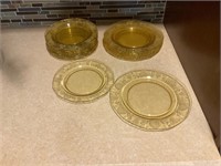 Amber Depression Glass Plates