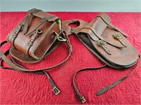 VINTAGE THICK LEATHER SADDLE BAGS
