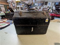 VTG quad tray metal tool box with various items