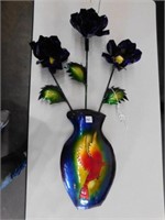 Metal Wall Art, Flowers in Vase, 30"x18"