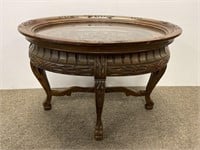 Walnut carved low table