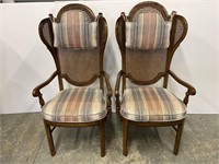 Pair Thomasville cane back arm chairs