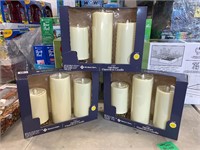 LOT OF 3 OUTDOOR FLAMELESS CANDELS 3 PK EACH