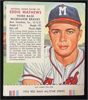 1954 Red Man Tobacco #23NL Eddie Mathews