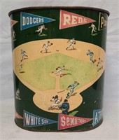 1950’s Tin Litho Baseball Trash Can