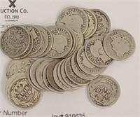 Coins - (33) Asst 1898-1914 Silver Barber Dimes