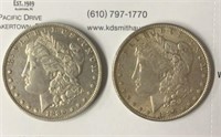 Coin - 1889 & 1889O Morgan Silver Dollars