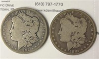 Coin - 1881O & 1892 Morgan Silver Dollars
