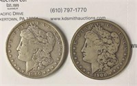 Coin - 1900 & 1900O Morgan Silver Dollars