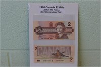 1986 Canada $2 Bills Last of the Two`s Mint