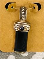 Vintage sterling silver black onyx pendant