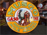 2ft Musgo Gasoline Porcelain Double Sided Sign