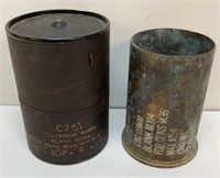 WWII 1943 90MM Blank Shell Case in Container