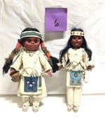 2 Indian Beaded Deerskin Girl Dolls