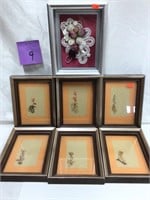 7 Small Floral Shadow Boxes w/ Dried Plants 6 x 19