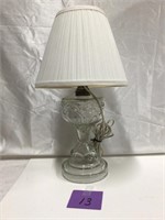 "Peanut" Glass Lamp + Shade 18" Tall