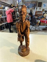 VINTAGE HAND CARVED wooden man & footed cup.