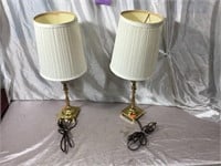 2 Brass Bedroom Lamps 20" Tall
