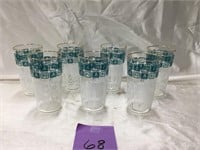 Vintage Lot of 7 Green & White Drinkware (5" tall)
