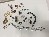 Mixed Costume Jewelry Lot Charms, USA Pin Locket