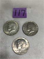 Three Kennedy Half Dollars