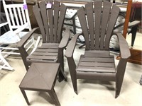 3pc ADK Style Plastic Chairs/Stool Set