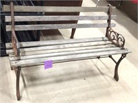 Old Metal Garden Bench with Wood Slats