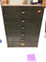Vintage 6 Drawer Metal Organizer 13w x 17hx 5d