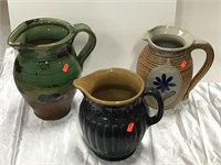3 Decorative Pottery Pitchers