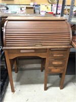 Vintage Roll Top Desk- 4 Drawer Mail Slots and