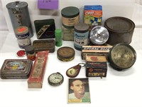 Assorted vintage tins and
