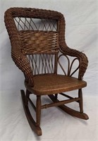 Antique Childs Deluxe Wicker Rocking Chair