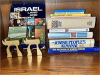 Jewish lot of Books and Brass Hei Bookends