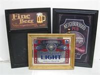Three Framed Drink Signs Largest 13"x 18"