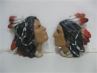 Two 10" Tall Plaster NA Wall Busts See Info