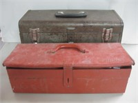 Two Metal Toolboxes W/Contents Largest 18"x 8"x 9"