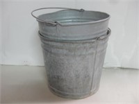 Two 9" Tall Galvanized Metal Buckets Some Wear