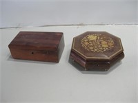 Two Wood Jewelry Boxes Largest 9"x 9"x 3" See Info