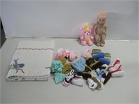 Vtg Baby Blanket & Toys Pictured